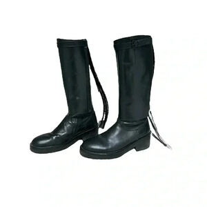 Ann Demeulemeester Black Leather Boots with Pony  Hair Main and Leather Gator